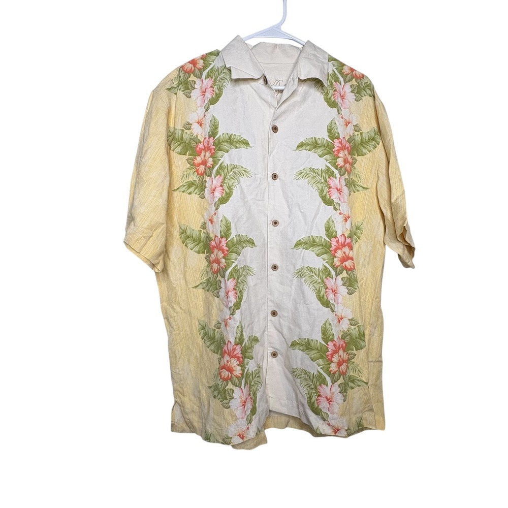 Tommy Bahama Floral Hawaiian Shirt‎ SZ Large Short Sleeve Tropical Resort Wear